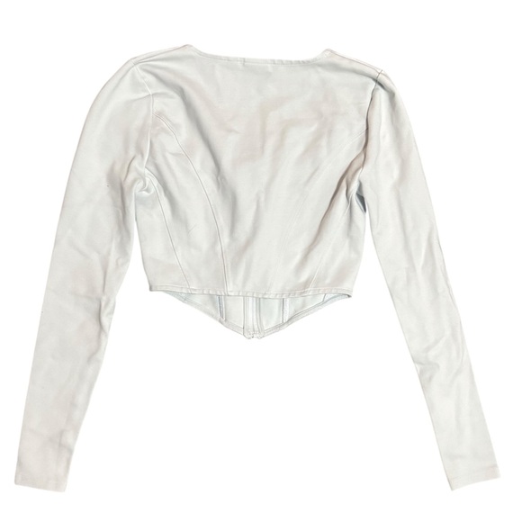 Aritzia Sunday Best Maverick Longsleeve Zip Bustier Top Gray Holiday Gift XXS - Picture 4 of 7
